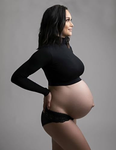 Women's Maternity High Collar Long Sleeves Pullover Tops - color: Black, size: Small