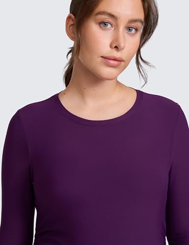 CRZ YOGA Maternity Side Ruched Tops - color: Plum Magenta, size: Small