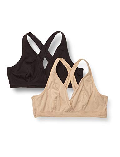 Playtex Womens Maternity & Nursing Cross Over Sleep Wirefree Bra Us4960 2-Pack - color: Nude Heather/Black, size: XX-Large