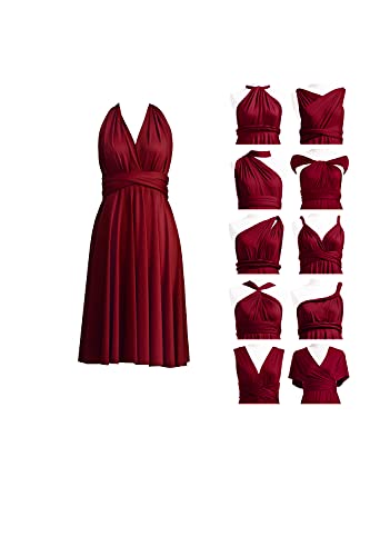72styles Multi-Way Wrap Short Infinity Dress for Bridesmaids - color: Burgundy