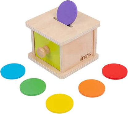 Adena Montessori Coin Box, Yellow-Green Door, 6-12m