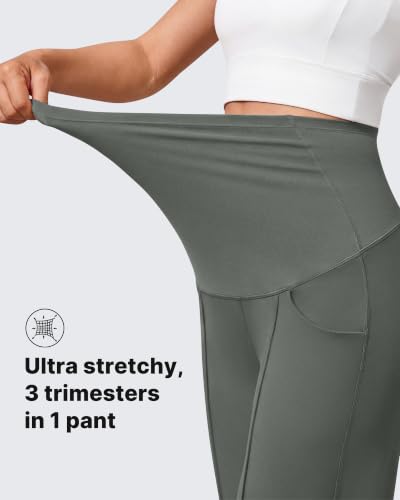 G4Free EverGoing Maternity Work Pants Tapered Ankle Pregnancy Trousers - color: Gray Sage, size: Medium
