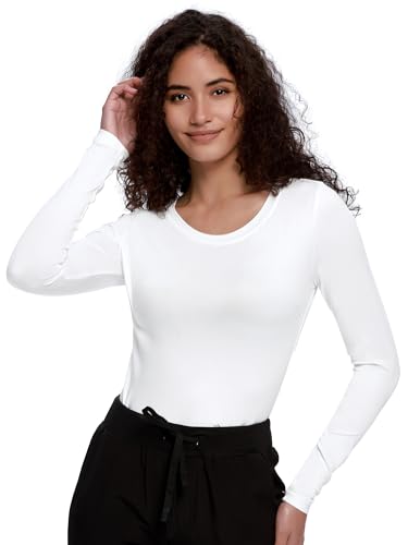 COZYFIT Underscrub Long Sleeve Women, Scrubs Undershirts, Crew Neck - color: White, size: 5X-Large
