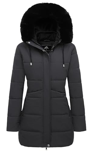 MOERDENG Women's Warm Winter Puffer Coat Waterproof Long Down Jacket - color: Darkgrey, size: Small