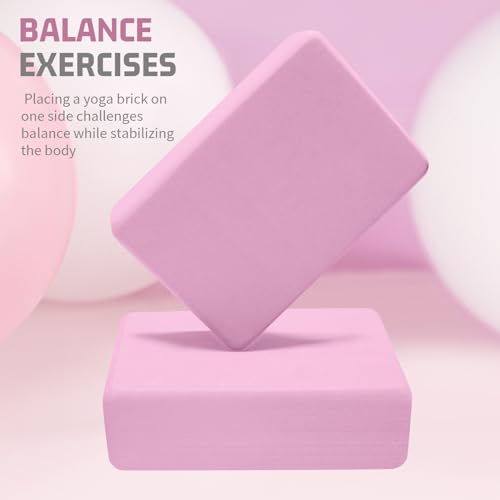 biguphate 2 Pack Yoga Blocks, 3"x6"x9" Rounded Edges Non-Slip, Yoha Bricks - color: Light Pink