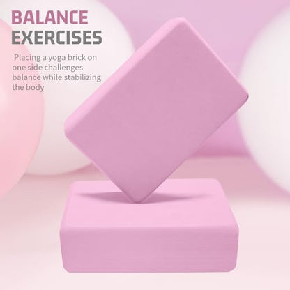 biguphate 2 Pack Yoga Blocks, 3"x6"x9" Rounded Edges Non-Slip, Yoha Bricks - color: Light Pink