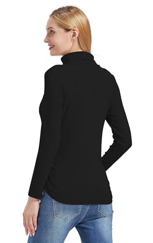 Foucome Women's Maternity Turtleneck Long Sleeve Shirts - color: Black, size: X-Large