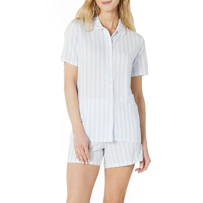 Amazon Essentials x Sofia Grainge Mommy and Me Short Sleeve Pajama Set - color: Pale Blue Bold Stripe, size: XX-Large