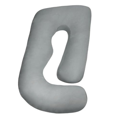 Pregnancy Pillow Cover (ONLY Pillowcase) - G Shaped Pillow Case - Maternity Body Pillow Cover - Removable Soft Cotton Cover (Grey) - color: Grey