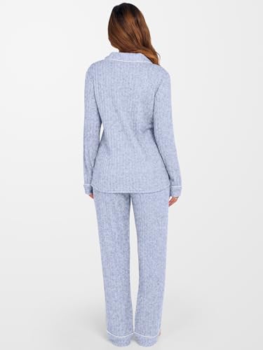 ANRABESS Women 2 Piece Pajama Lounge Sets 2026 Fall Outfits - color: Light Blue, size: Medium