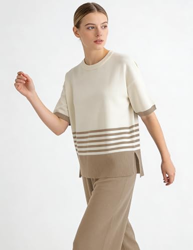 Women's Knit Lounge Sets 2 Piece Pants Sweatsuit - color: Khaki, size: XX-Large