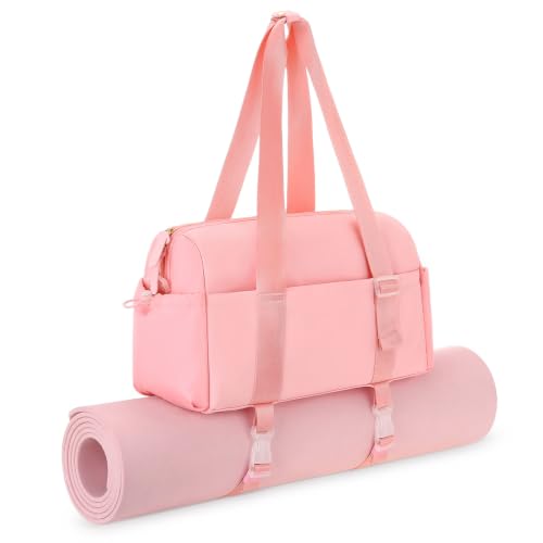 Medium Gym Bag for Women with Yoga Mat Holder Strap, 18L Pink - color: Pink, size: Medium