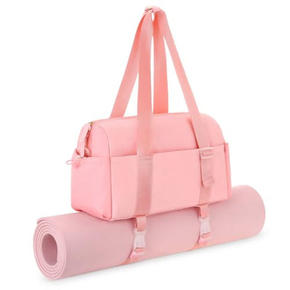 Medium Gym Bag for Women with Yoga Mat Holder Strap, 18L Pink - color: Pink, size: Medium