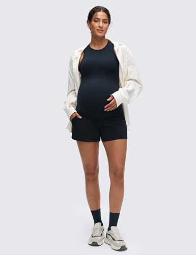 CRZ YOGA Maternity High Neck Tank Tops - color: True Navy, size: Medium