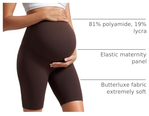 CRZ YOGA Maternity Biker Shorts 8" - color: Hot Fudge Brown, size: Medium