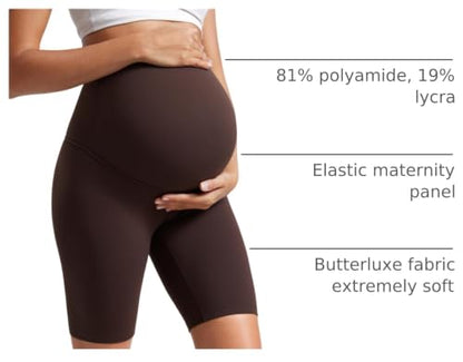 CRZ YOGA Maternity Biker Shorts 8" - color: Hot Fudge Brown, size: Medium