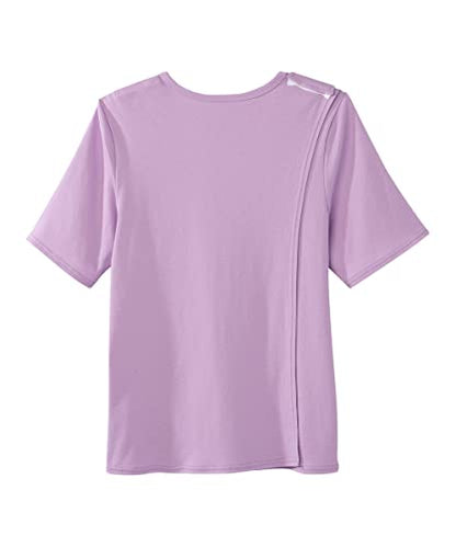 Silverts Women's Adaptive Open Back Top, Long Sleeve Dressing Shirt - color: Lavender Haze, size: Small