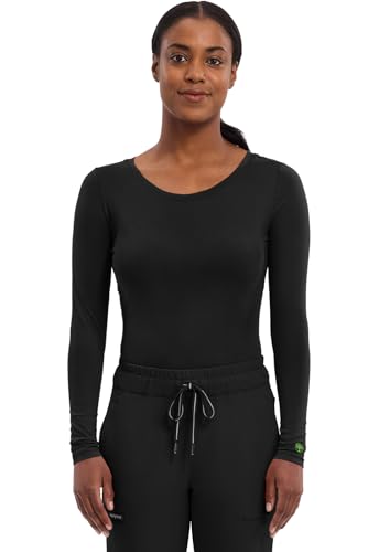 Healing Hands Underscrub Long Sleeve Women Knits Scrub Tops - color: Black, size: Small