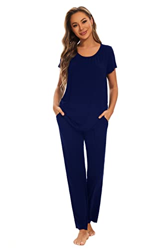 Smallshow Women's Maternity Nursing Pajamas - color: Navy, size: Medium