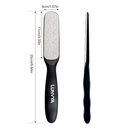 Double-Sided Nickel Foot File, Callus Remover Pedicure Exfoliator (Black) - color: Black