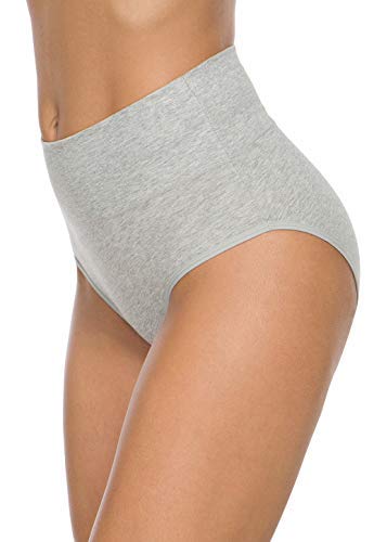 Wealurre Women's Comfort Cotton High Waist Underwear Breathable Soft Tummy Control Bikini Panties Plus Size - color: Blue-5pack, size: Medium
