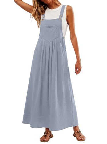 Lepunuo Summer Dresses Women Bib Overall Dresses Adjustable Beach - color: A - Misty Blue, size: Large