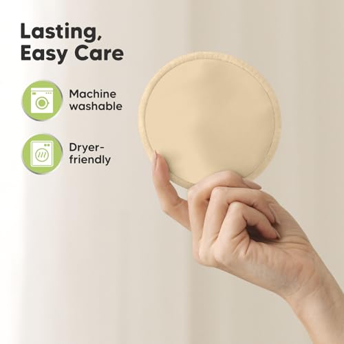 14-Pack Reusable Nursing Pads for Breastfeeding (Bare Beige, L 4.8") - color: Bare Beige, size: Large 4.8"