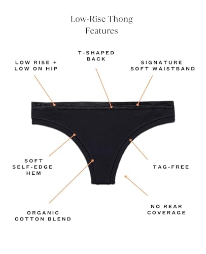 KNICKEY Subset Women's Organic Cotton Low-Rise Thong, Underwear, 3-Pack - color: Carbon, size: Large