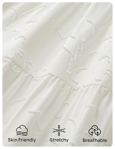 ZESICA Women's Summer Floral Boho Smocked Flowy Maxi Dress - color: White, size: X-Large