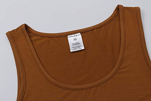 OThread & Co. Women's Basic Crop Tops Stretchy Casual Scoop Neck Sleeveless Crop Tank Top - color: Camel, size: Large