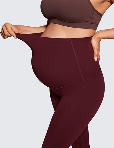CRZ YOGA Maternity Capris Leggings 21" - color: Red Merlot, size: Medium