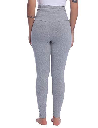 Joyaria Cotton Maternity Leggings Over-the-Belly,Maternity Clothes - color: Grey, size: Medium