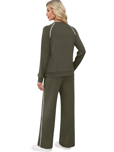Sampeel Women 2 Piece Lounge Sets Sweatsuit Fall Outfits Matching Sets - color: Green, size: Large