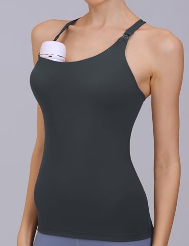 Nursing Tank Top Scoop Neck Pregnancy Camisoles Tanks - color: Gray, size: Medium