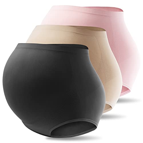 Mama Plus Women’s Maternity Underwear Over Bump High Waist Seamless Briefs Soft Stretch Pregnancy Panties Multi-Pack - color: Multicolor-a 3 Pack, size: Medium