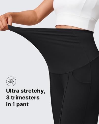 G4Free EverGoing Maternity Work Pants Tapered Ankle Pregnancy Trousers - color: Black, size: Medium