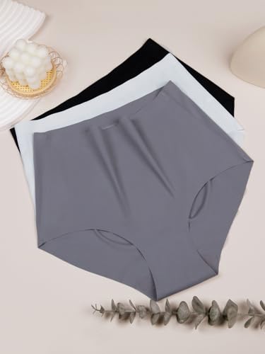 AIVEITE Seamless High Waisted Panties No Show Brief Underwear Women 6 Pack - color: Black, size: X-Small
