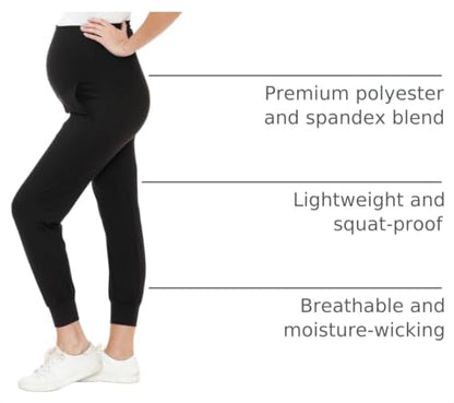 Leggings Depot Maternity Pants for Women Over The Belly Pregnancy Joggers Casual Lounge Pants - color: Black, size: Medium
