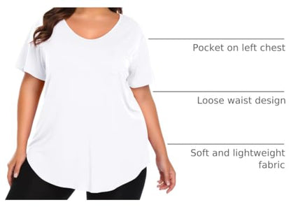 BELAROI Women Plus Size Tops V-Neck Tunics Shirts - color: White, size: 3X