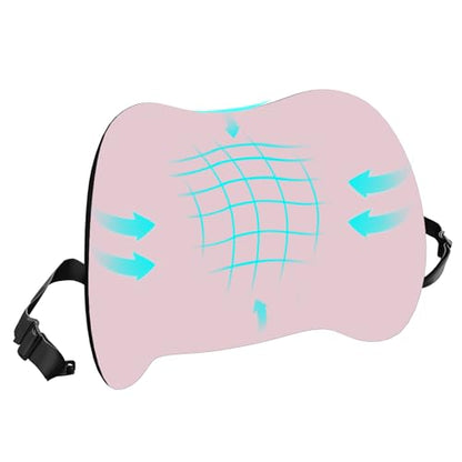 Cooling Lumbar Support Pillow for Office Chair,Memory Foam Car Back Cushion - color: Pink Cooling