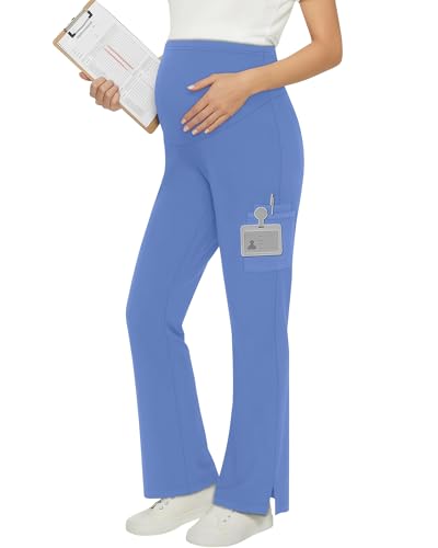 Women's Maternity Scrub Pants - color: Light Blue, size: Large