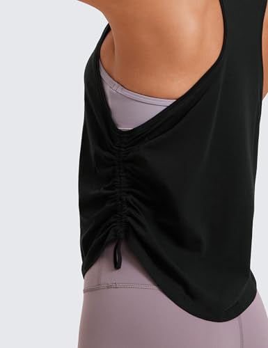 CRZ YOGA Pima Cotton Ruched Tank Top - color: Black, size: X-Small