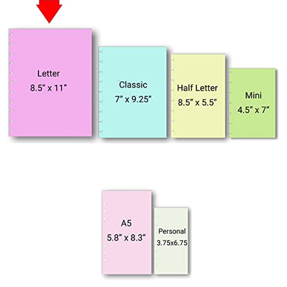 Notes Refill Pages for 11-Disc Letter Size Planners, Letter Size Planner Notes Refills, Pre-punched Planner Inserts, Pre-punched Notes Refills