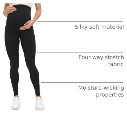 Buttergene 5 Pack Maternity Leggings with Elastic Band - color: 5pack Black*3/Darkgrey/Navy, size: Small