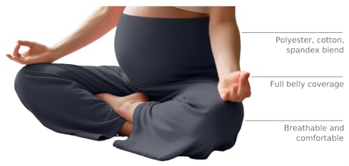 3 Pack Women's Maternity Lounge Pants with Pockets - color: Black, Charcoal Gray, Khaki, size: Medium