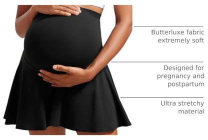CRZ YOGA Maternity Flowy Tennis Skirts - color: Black, size: Medium
