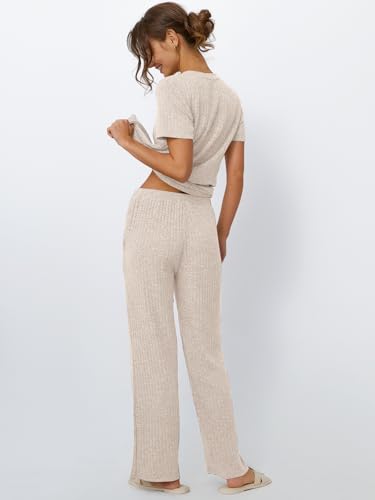 LILLUSORY Womens Lounge Sets 2 Piece Matching Travel Outfits - color: Apricot, size: Large