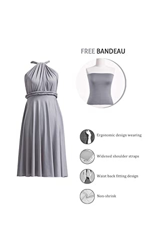 72styles Multi-Way Wrap Short Infinity Dress for Bridesmaids - color: Grey