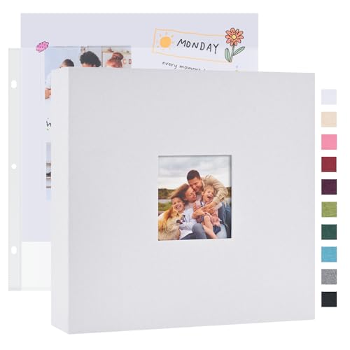 Mublalbum 12x12 Inch 3 Ring DIY Scrapbook Photo Album 40 Pages, White - color: White, size: 12x12 Inch 40 Pages