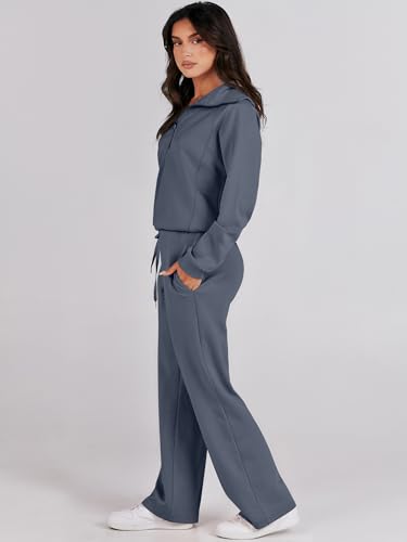 ANRABESS Women 2 Piece Set Sweatsuits Lounge Fall Outfits - color: Gray, size: Medium